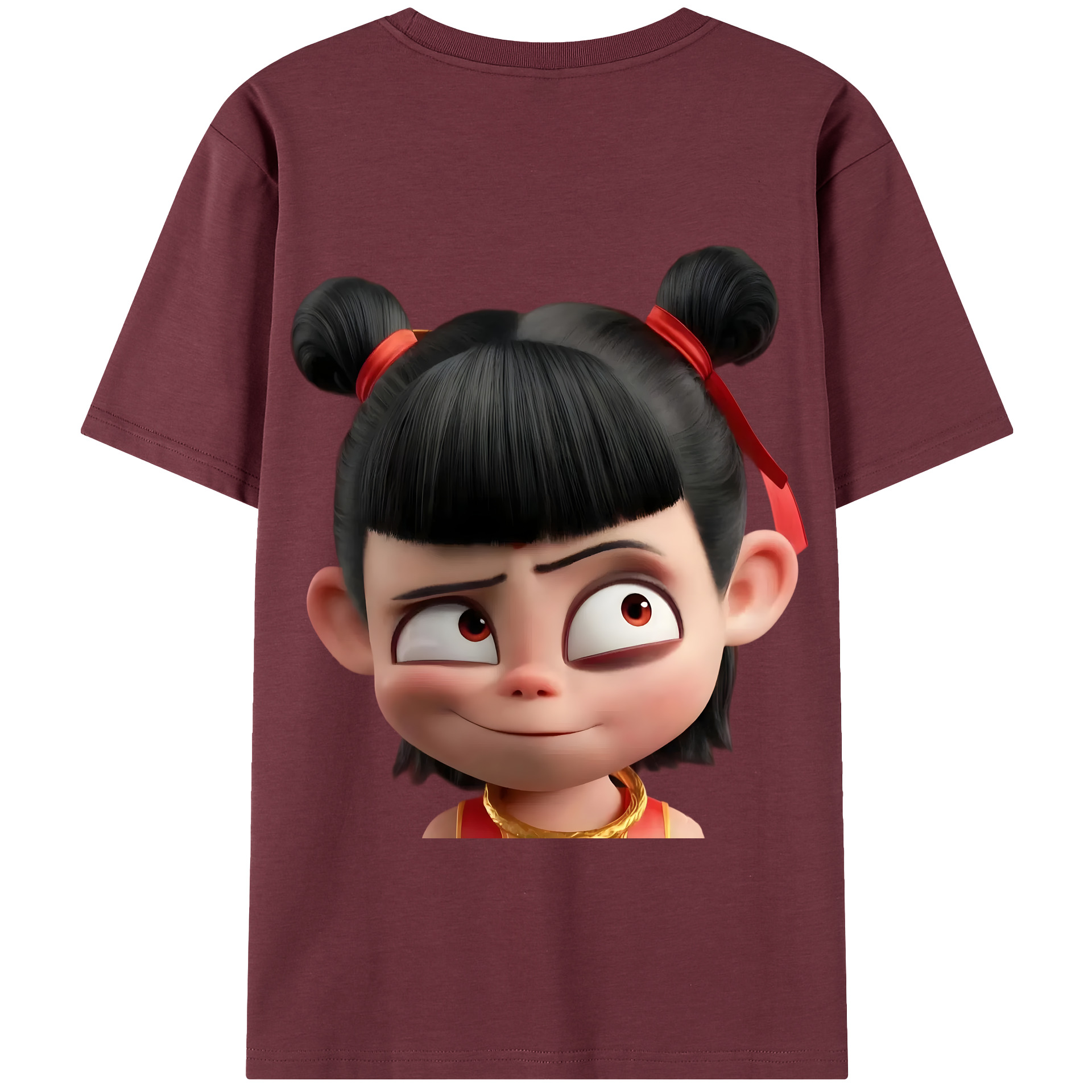 （画像用） Ne Zha 2 ナタ 魔童の大暴れ 綿100％半袖Tシャツ（背面プリント）